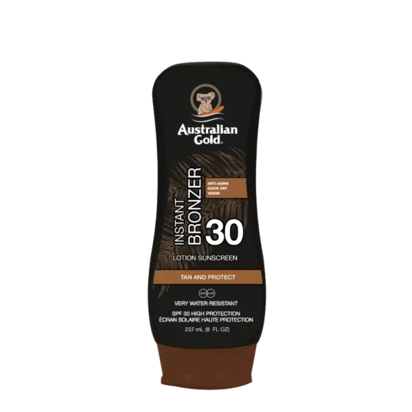 Australian Gold Spf30 Instant Bronzer Lotion Sunscreen 237ml - protezione solare con autoabbronzante